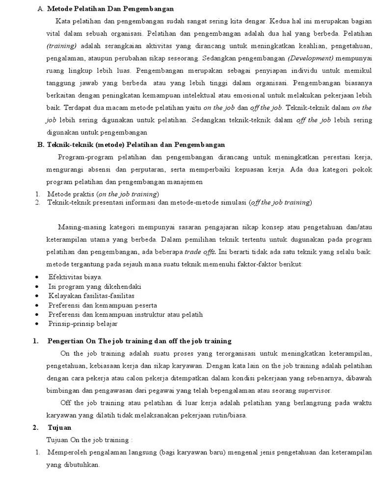 MSDM On The Job Training Dan Off The Job Training | PDF