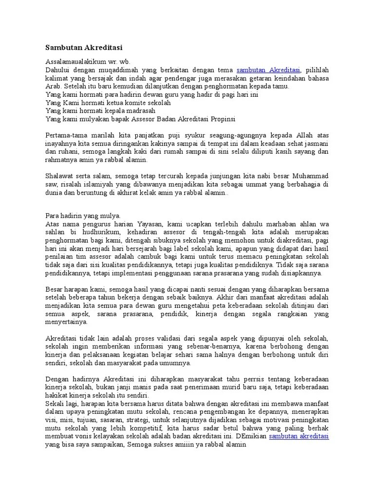 Contoh Sambutan Ketua Komite Sekolah