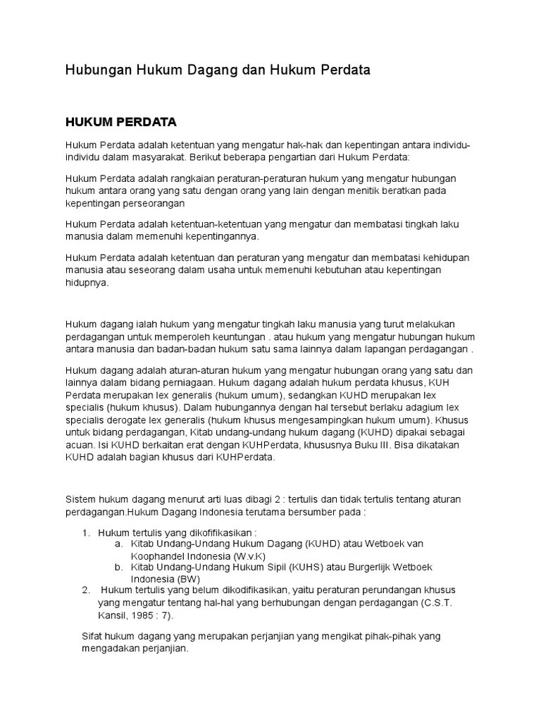 Hubungan Hukum Dagang Dan Hukum Perdata Try Novaldy Minggu 6 | PDF