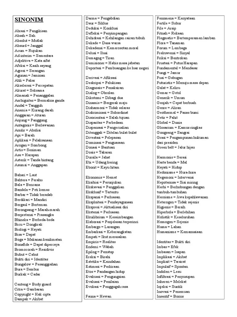 Sinonim &amp; Antonim | PDF