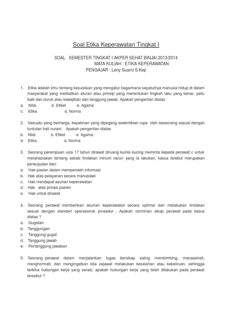 Soal Etika Keperawatan | PDF