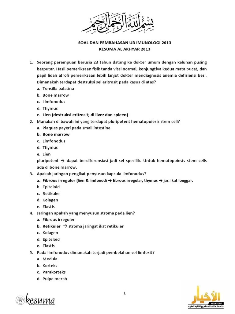 Contoh Soal Dan Jawaban Imunologi - Peranti Guru