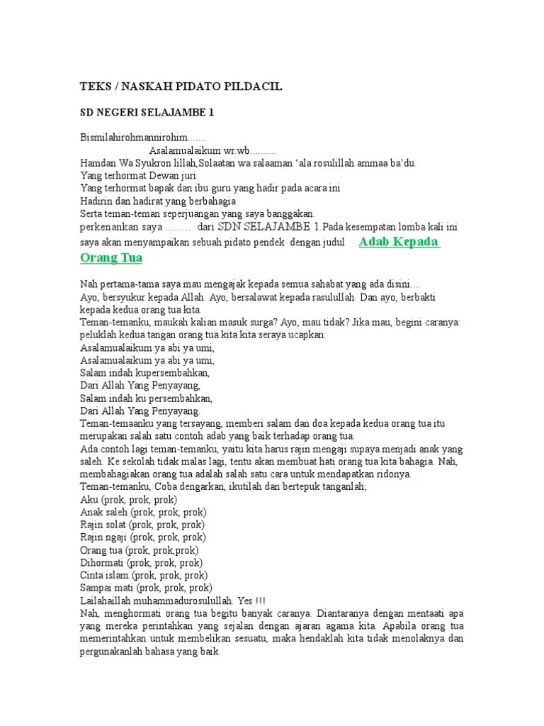 Contoh Pidato Singkat Tentang Adab Kepada Orang Tua - Kumpulan Contoh  Terbaru