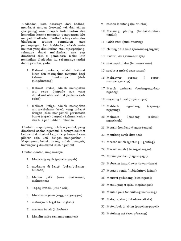 Contoh Bladbadan Bahasa Bali