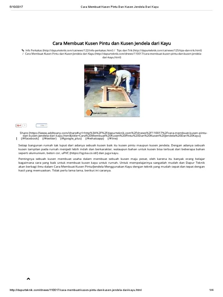 Cara Membuat Kusen Pintu Dan Kusen Jendela Dari Kayu | PDF