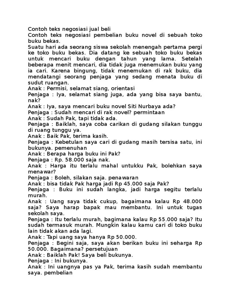 Contoh Teks Negosiasi Jual Beli Buku – Berbagai Buku