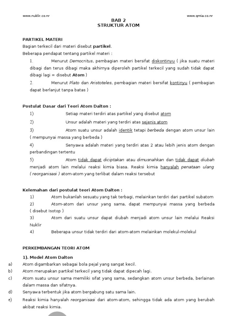 Materi Kimia Kls X Semester 1 Bab 2 | PDF