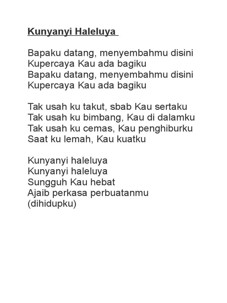 Ku Nyanyi Haleluya Lirik Dan Chord