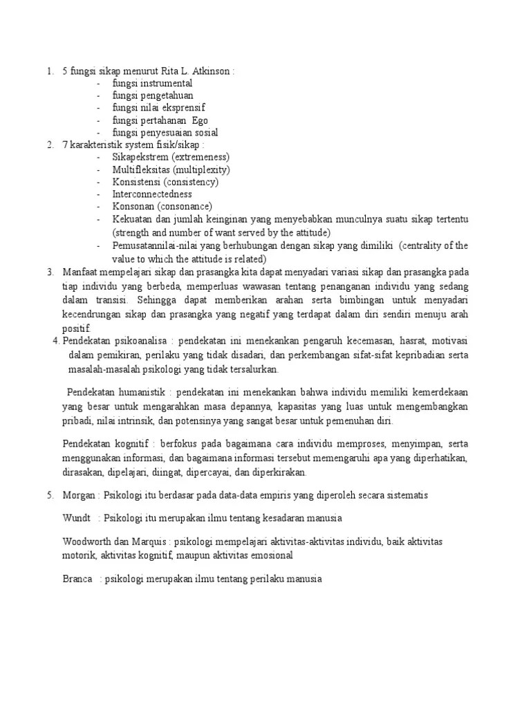 5 Fungsi Sikap Menurut Rita L | PDF