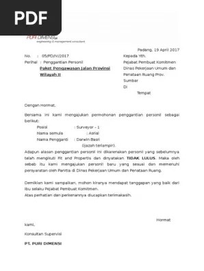 Surat Penggantian Personil | PDF
