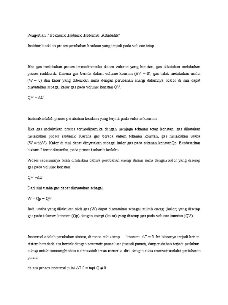 Pengertian Isokhorik DLL | PDF