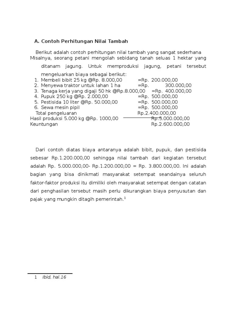 Contoh Perhitungan Nilai Tambah | PDF