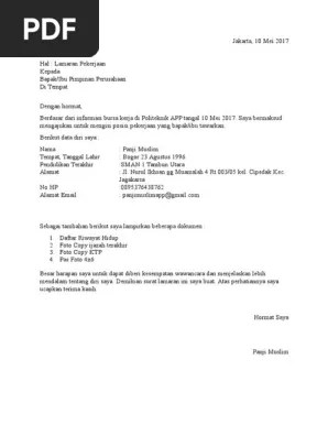 Contoh Surat Lamaran Kerja Tanpa Nama Pt - Kumpulan Contoh Gambar