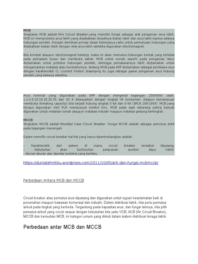 MCB, MCCB &amp; Fuse | PDF