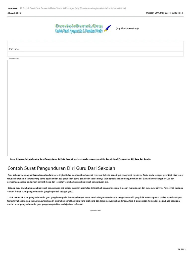 Contoh Surat Pengunduran Diri Guru Dari Sekolah - ContohSurat | PDF