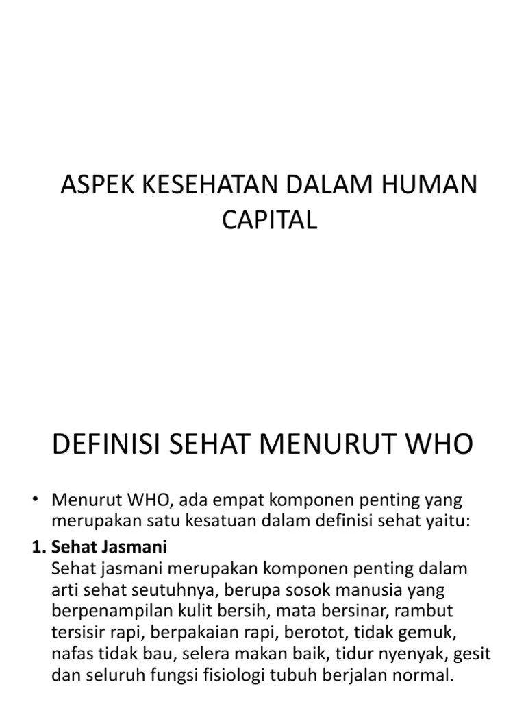 Aspek Kesehatan Dalam Human Capital | PDF