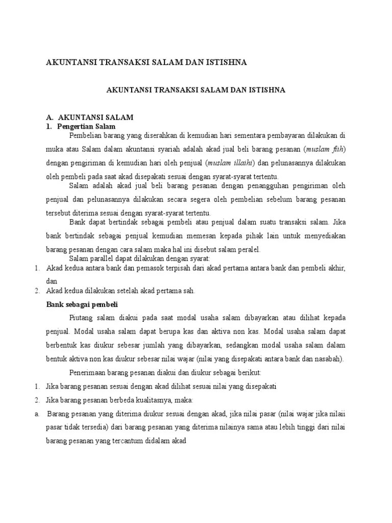 Contoh Soal Salam Dan Istishna