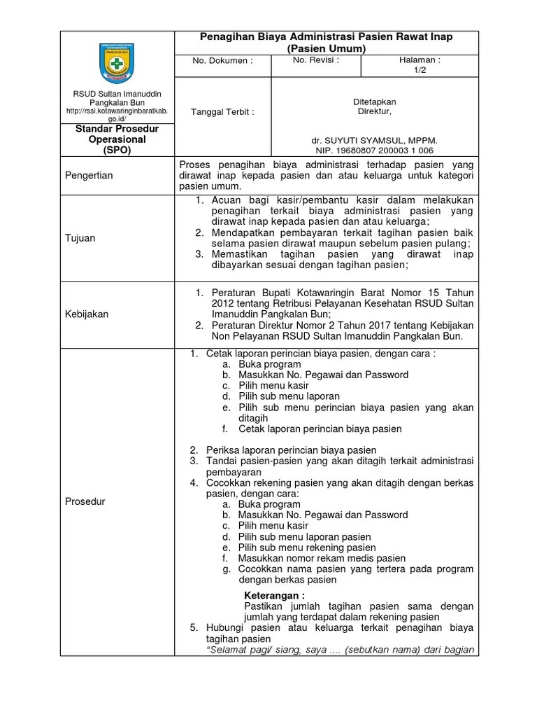 SPO Tagihan Pasien | PDF
