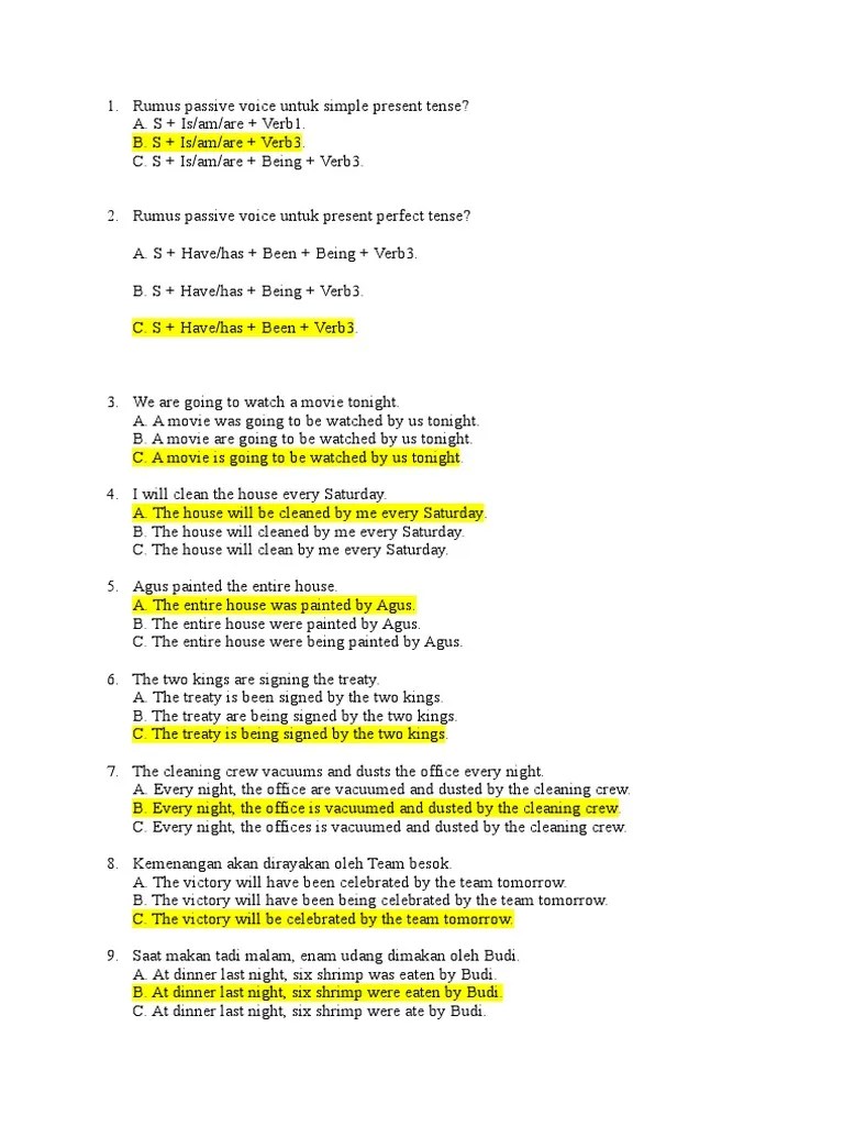 Soal Pilihan Ganda Tentang Passive Voice Beserta Jawaban Dalam Dialog