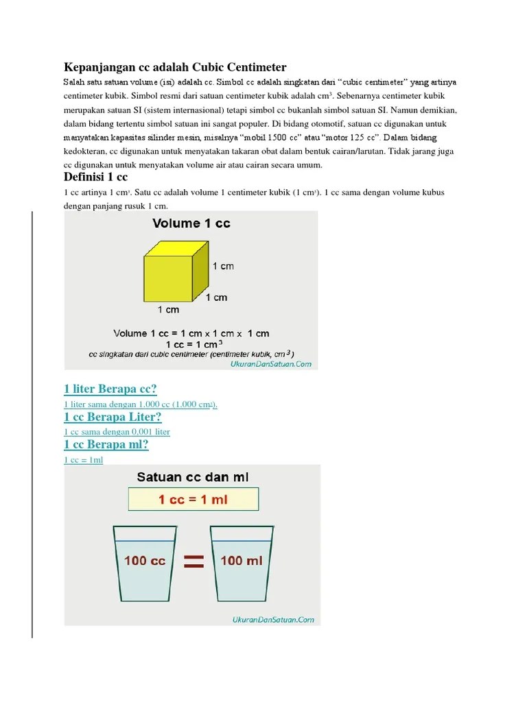 1 Cm Kubik Berapa Ml
