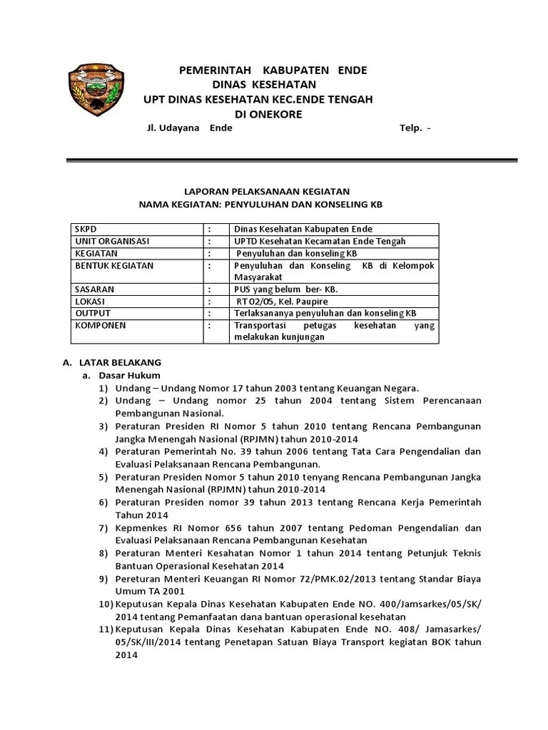 Contoh Laporan Tor Penyuluhan KB Februari 2 | PDF