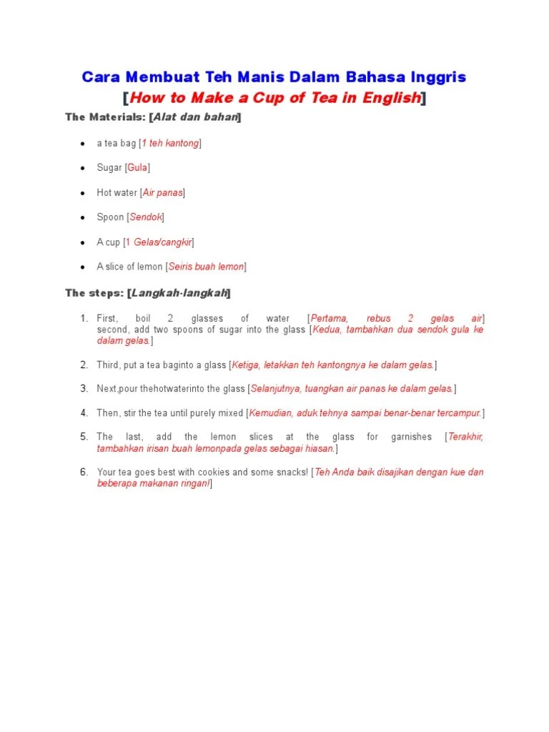 Cara Membuat Teh Manis Dalam Bahasa Inggris – Kami