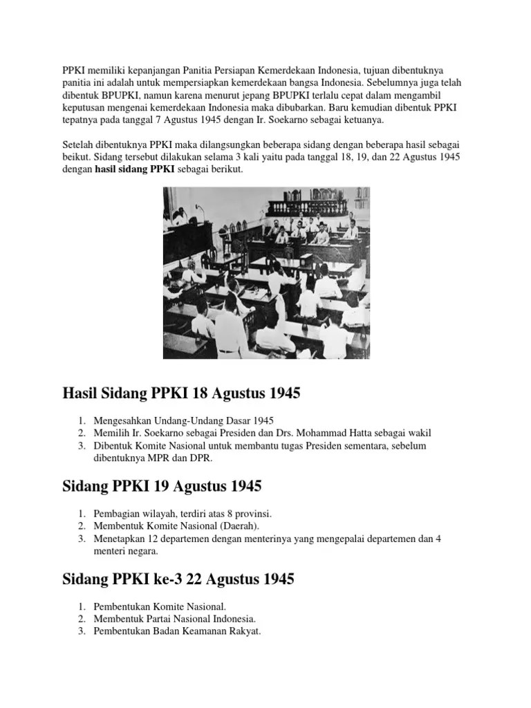 PPKI Memiliki Kepanjangan Panitia Persiapan Kemerdekaan Indonesia | PDF