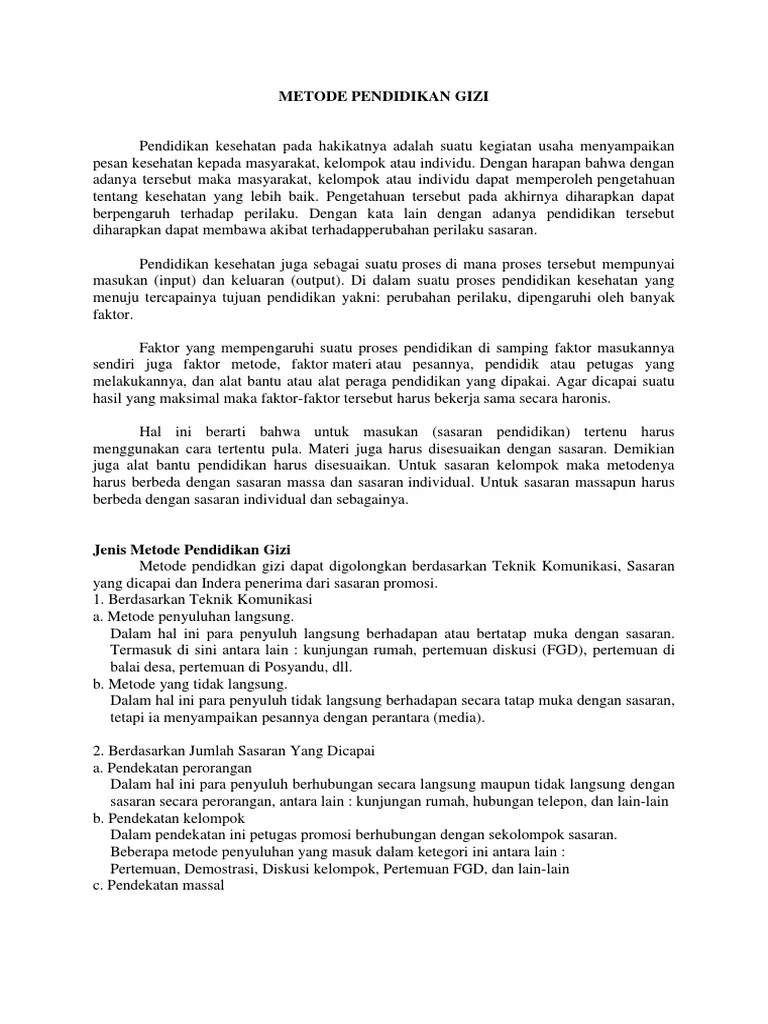 Metode Pendidikan Gizi | PDF