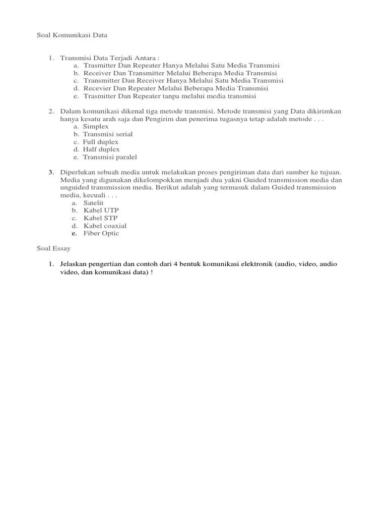 Soal UTS Komunikasi Data