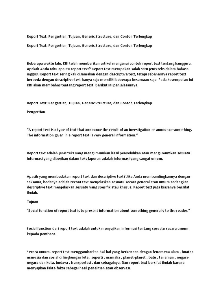 Contoh Report Text Tentang Fenomena Alam Dalam Bahasa Inggris - Temukan  Contoh