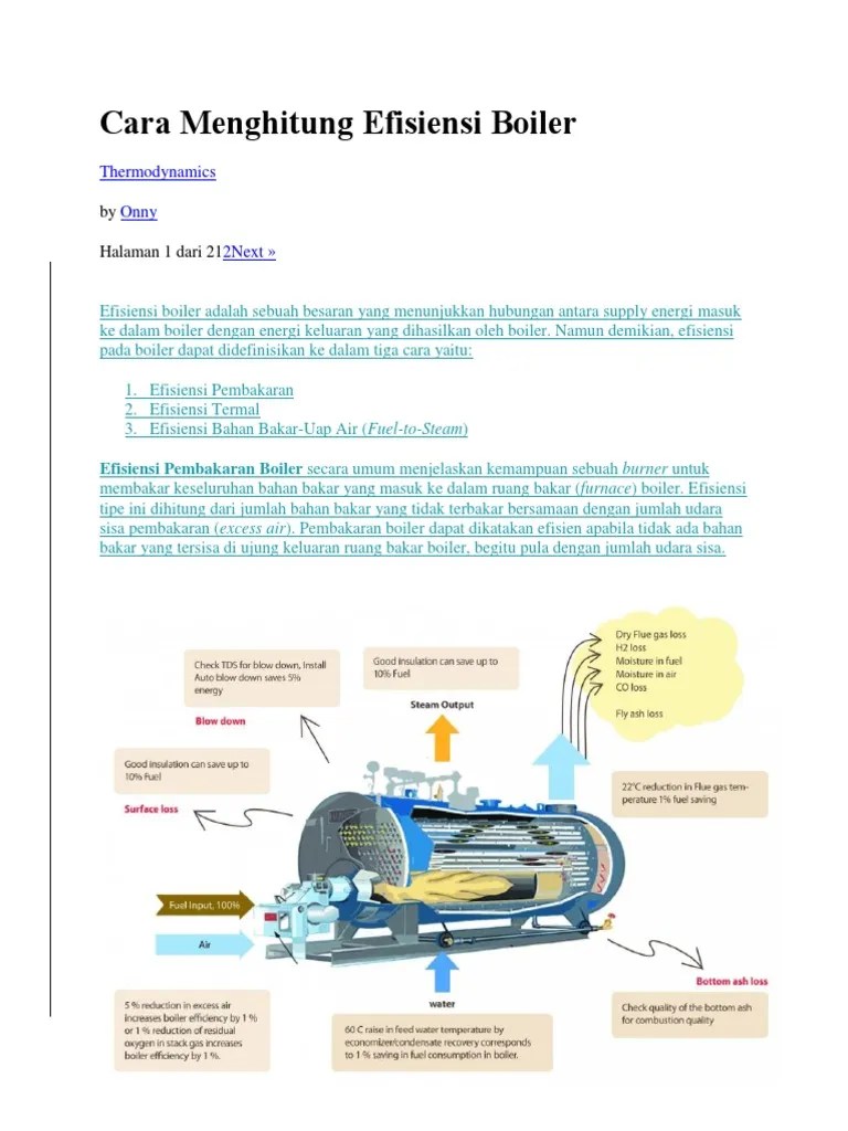 Cara Menghitung Efisiensi Boiler | PDF