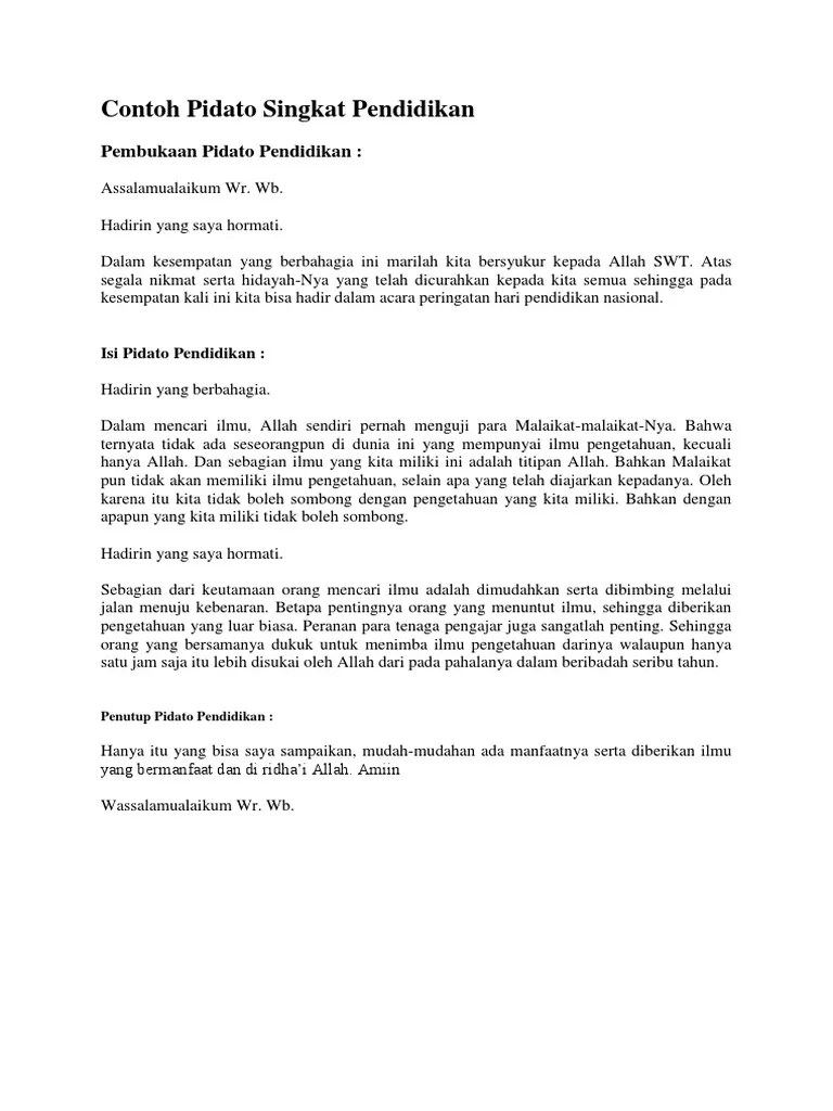 Contoh Pembukaan Pidato Pendidikan