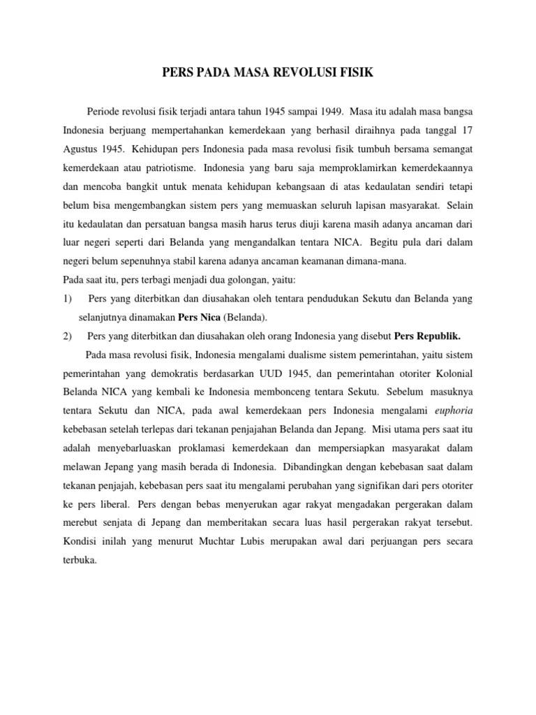 Menengok Pers Indonesia Pada Masa Revolusi Fisik | PDF