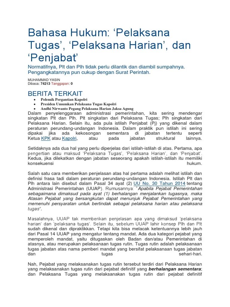 Bahasa Hukum - PLT &amp; PLH | PDF
