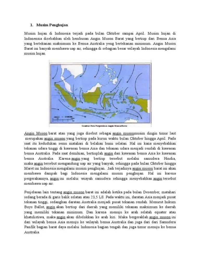 Angin Muson Barat Menyebabkan Musim