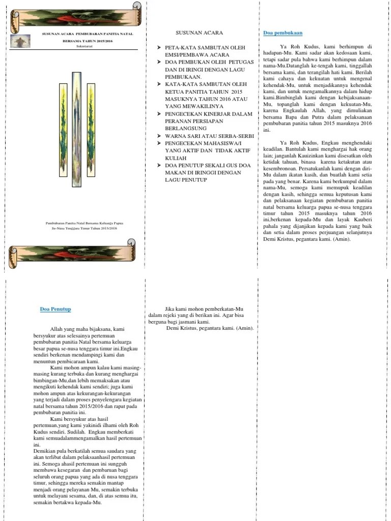 Susunan Acara Pembubaran Panitia Natal Bersama Tahun 2015 | PDF