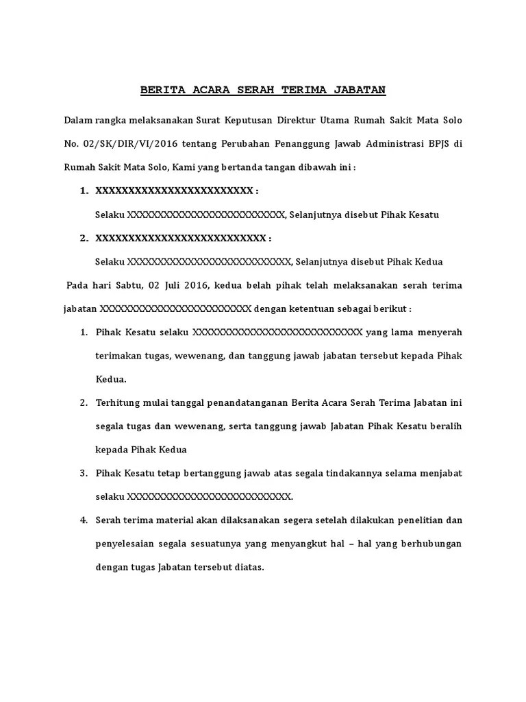 Berita Acara Serah Terima Pekerjaan | PDF