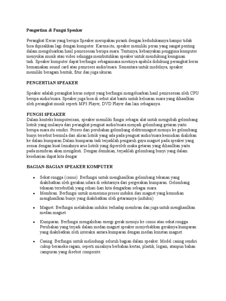Pengertian Speker | PDF