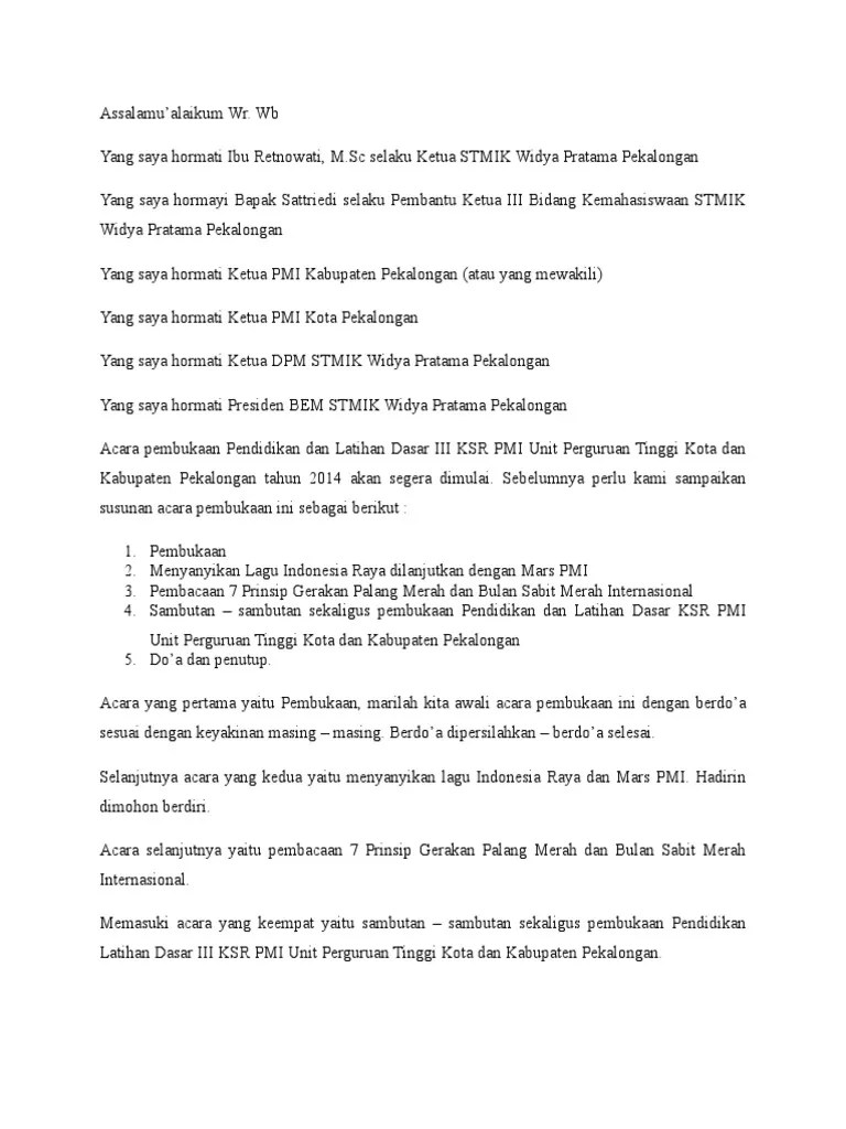 Susunan Acara Pembukaan (MC) | PDF