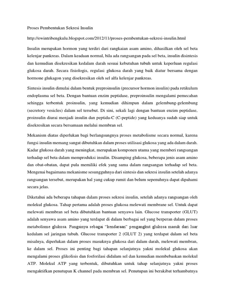 Proses Pembentukan Sekresi Insulin | PDF