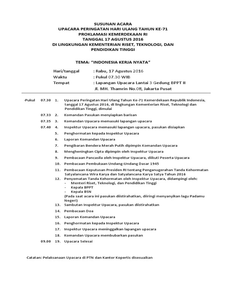 Susunan Acara Hut Ri - Nusagates