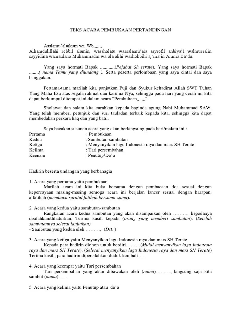 Teks Acara Pembukaan Pertandingan | PDF