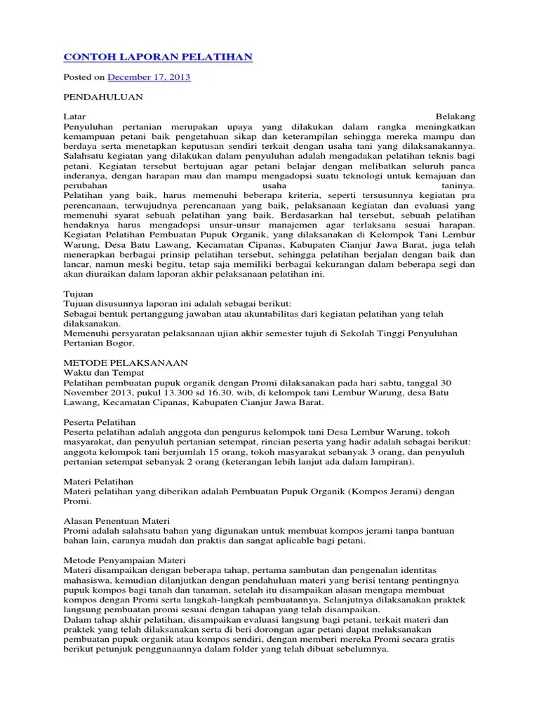 Contoh Laporan Pelatihan | PDF