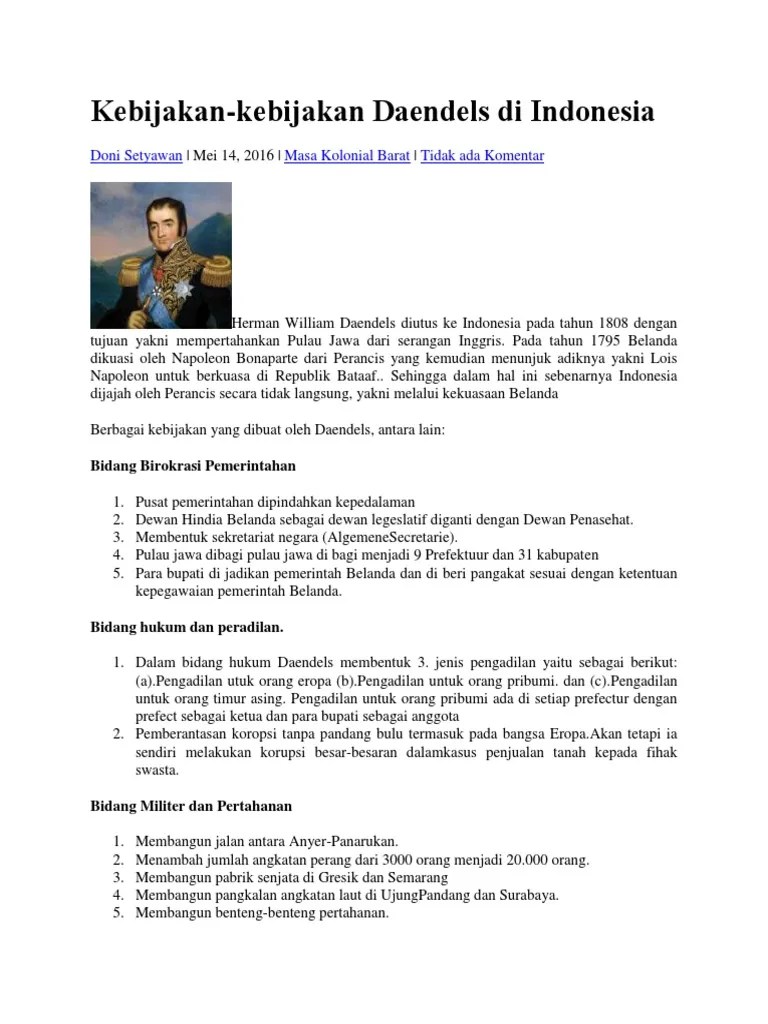 Kebijakan Daendels | PDF