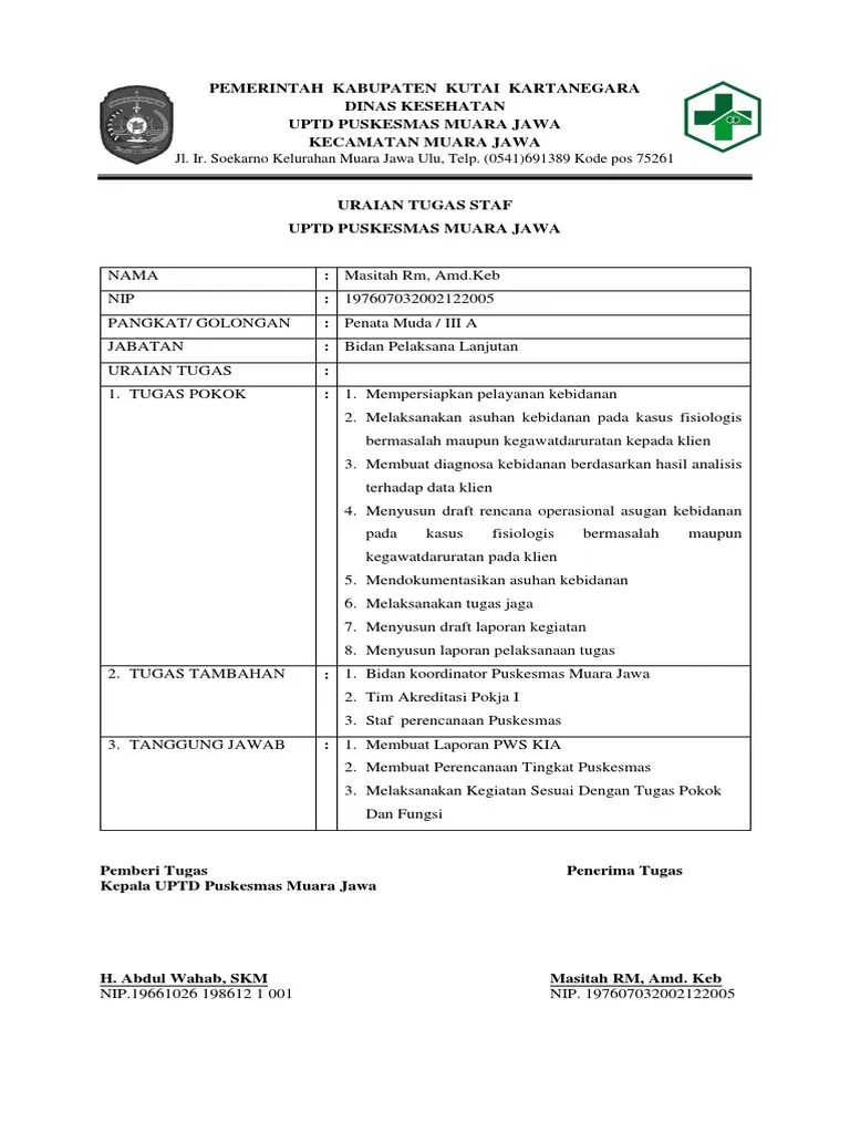 Uraian Tugas Bu Masitah | PDF