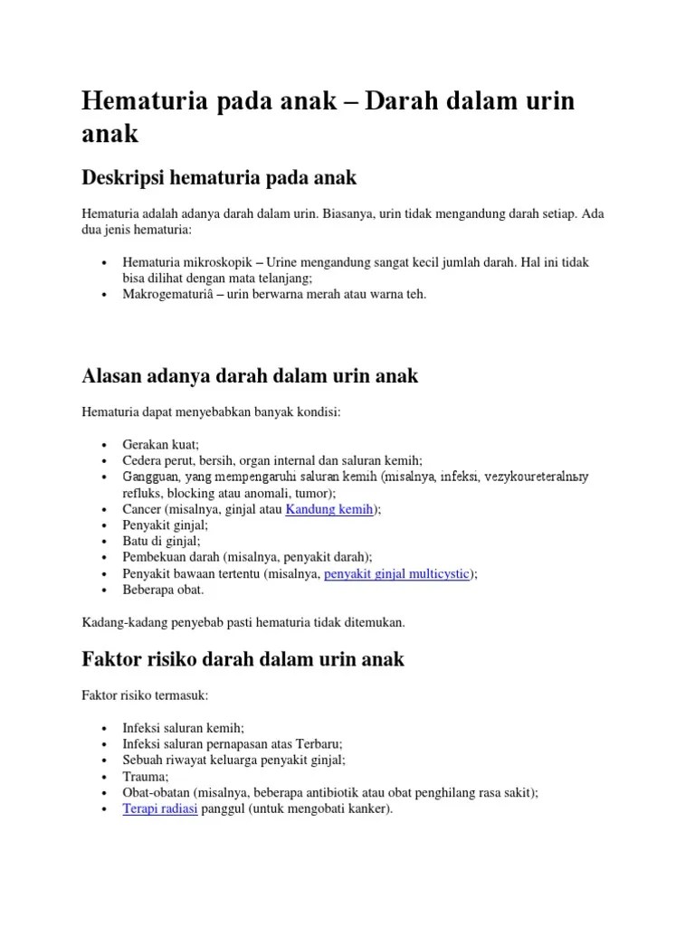 Hematuria Pada Anak | PDF