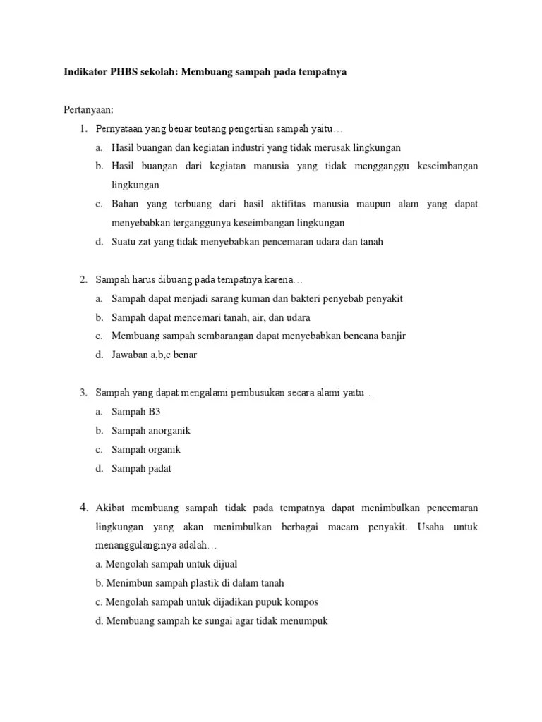 Pertanyaan PHBS | PDF
