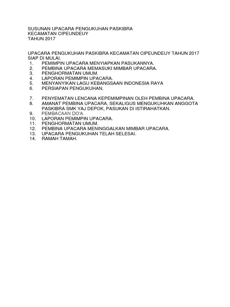 Susunan Upacara Pengukuhan Paskibra | PDF