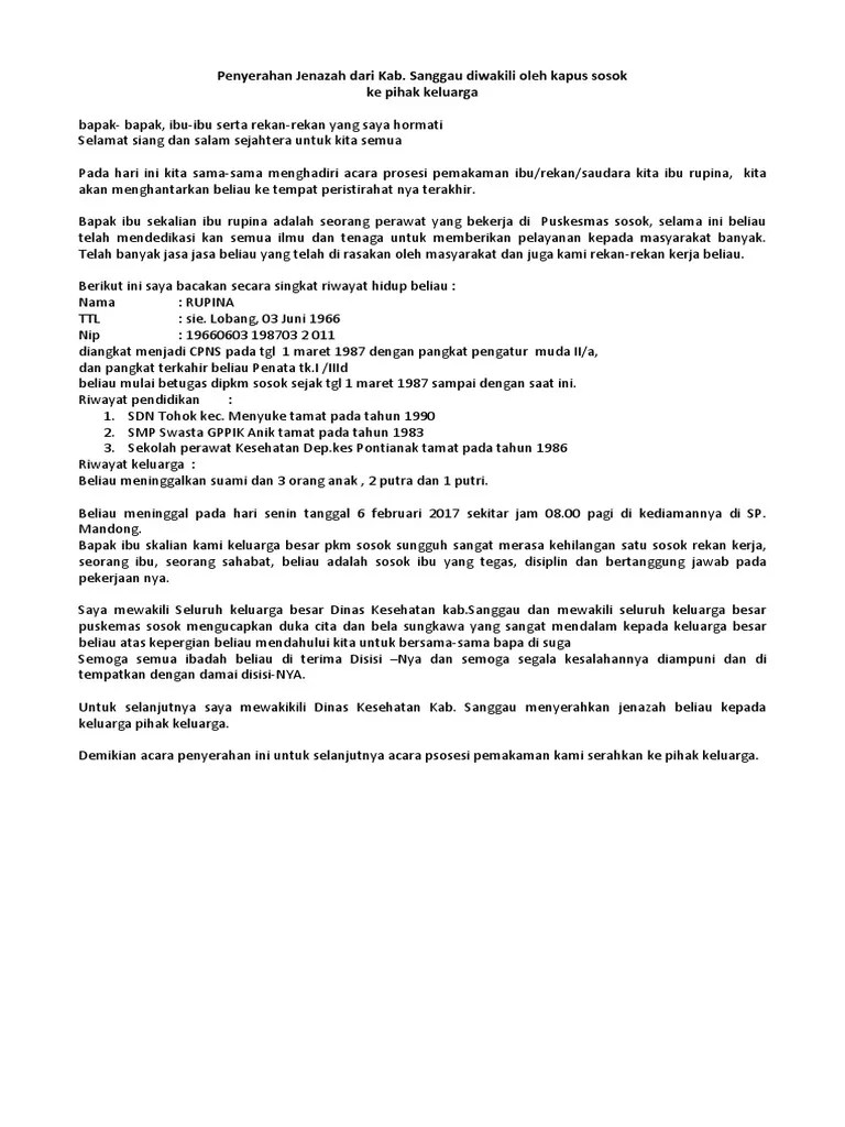 Contoh Contoh Sambutan Keluarga Saat Pemakaman - tukaffe.com