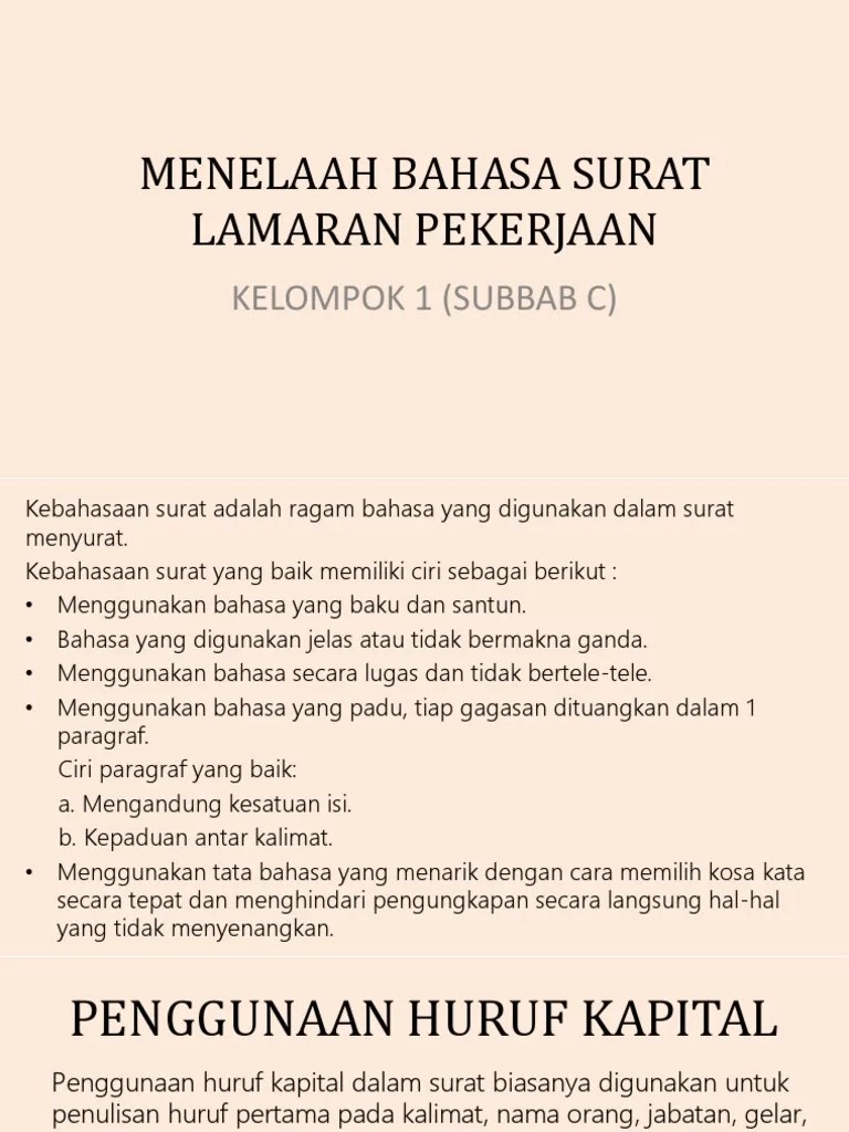 Menelaah Bahasa Surat Lamaran Pekerjaan | PDF